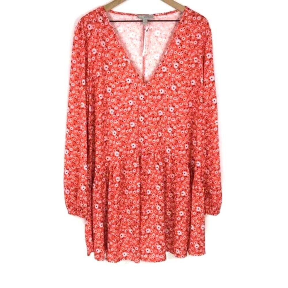 ASOS DESIGN Tall Mini Textured Smock Dress, Floral, size 12, NWT